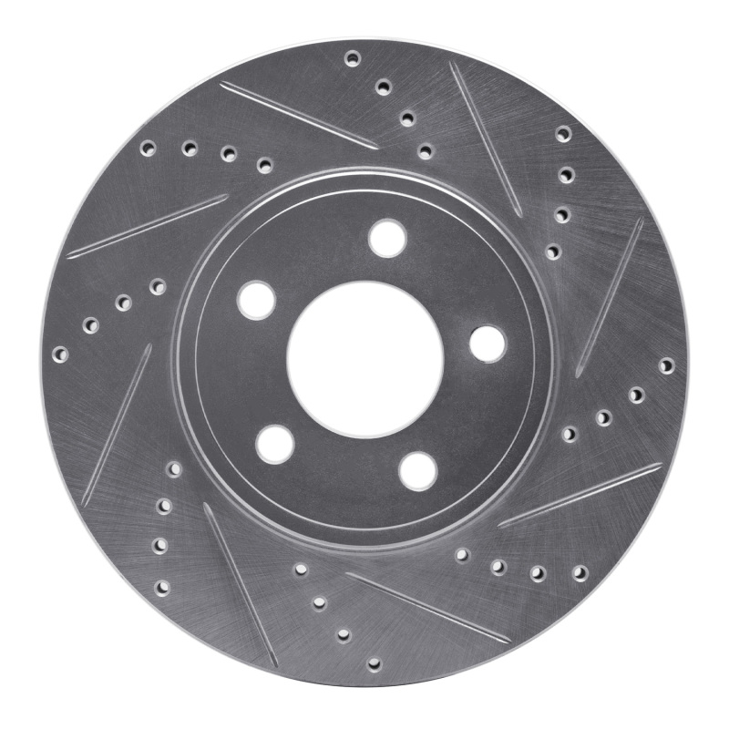 Ford Crown Victoria Brake Rotor (1) - Front Right - R1 Concepts - Drilled & Slotted - Silver - `03-`11